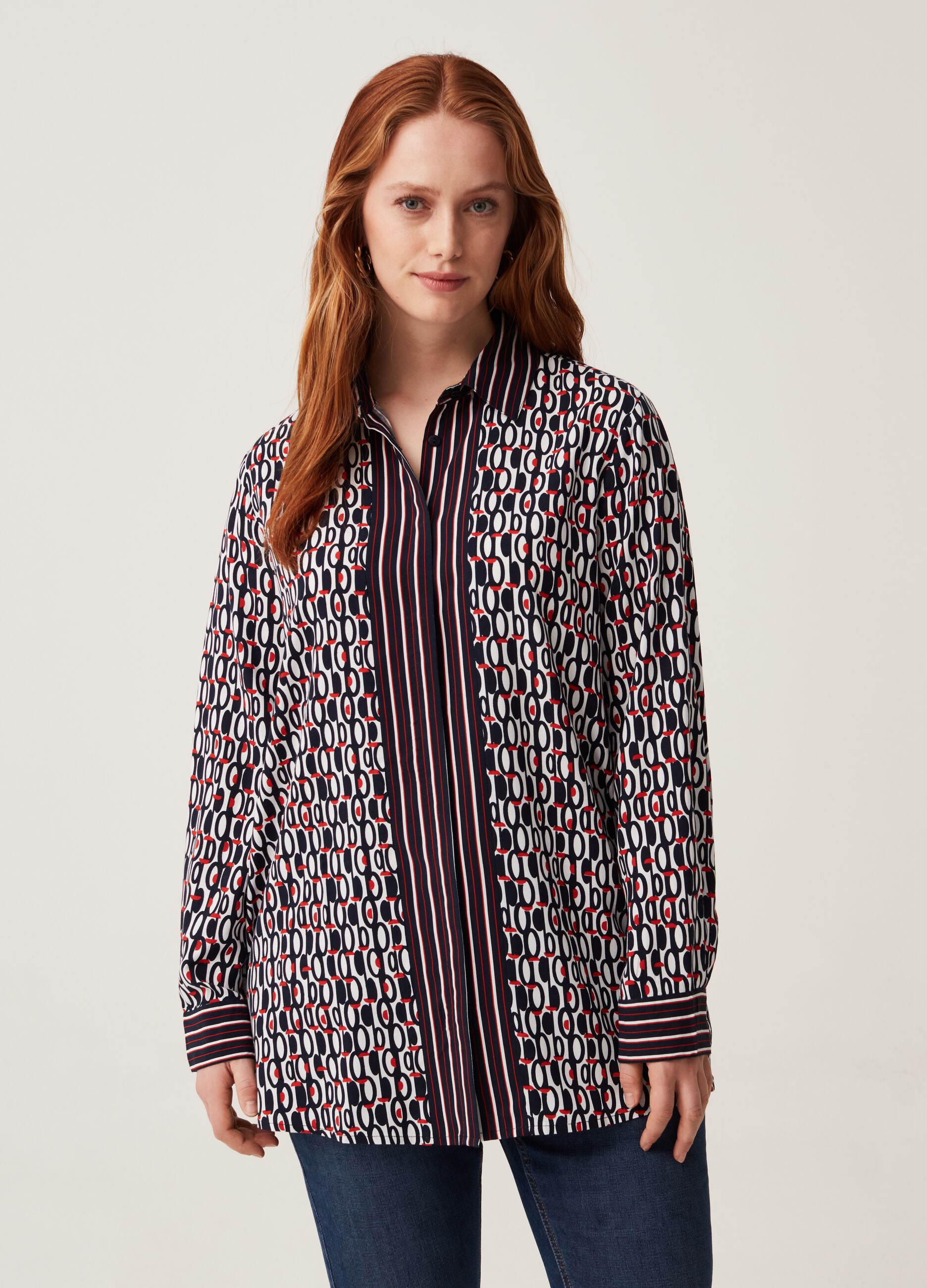 Camicia in viscosa stampa all-over Curvy MYA_1