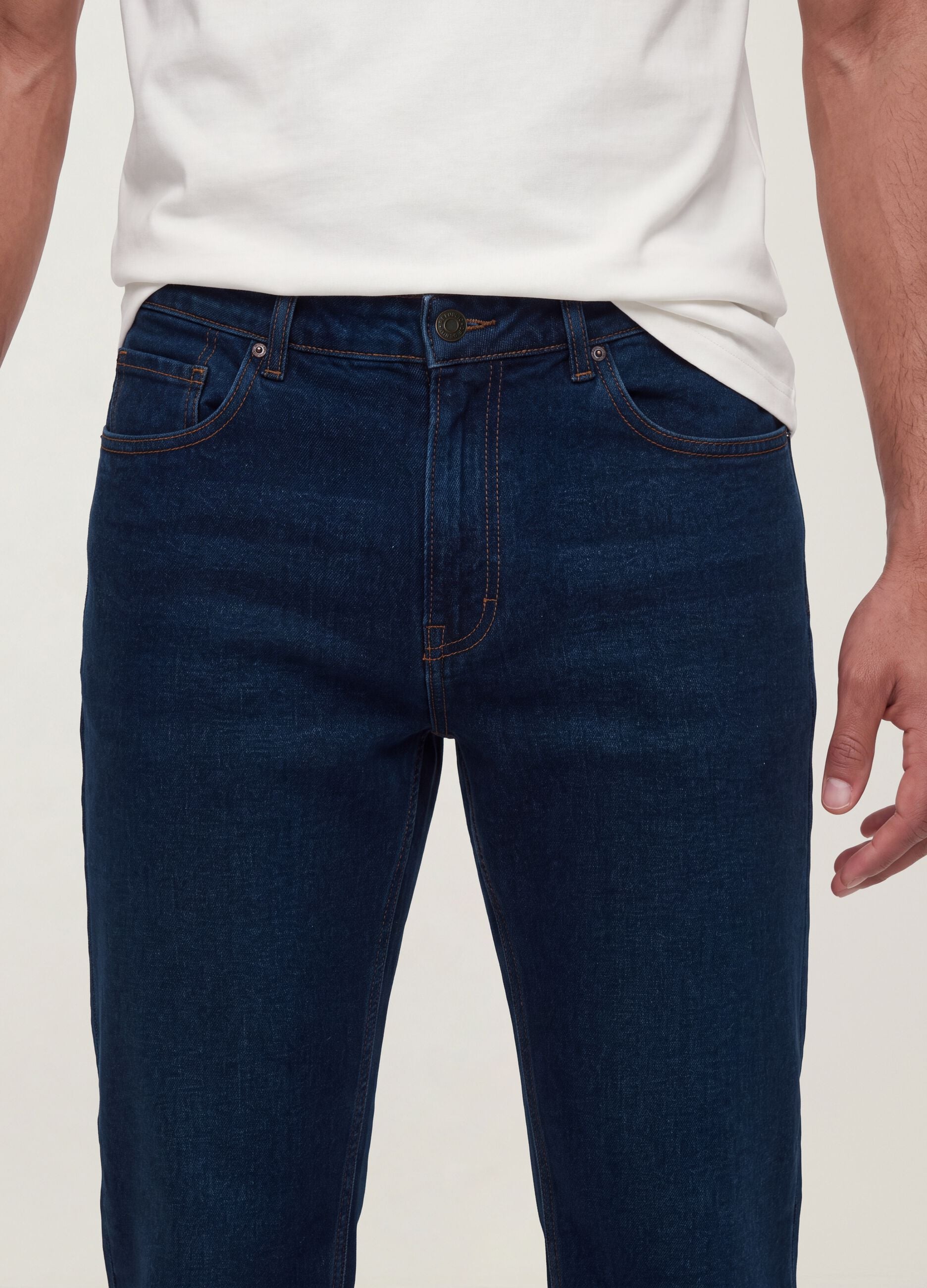 Blue denim jeans in cotton-viscose blend, regular fit