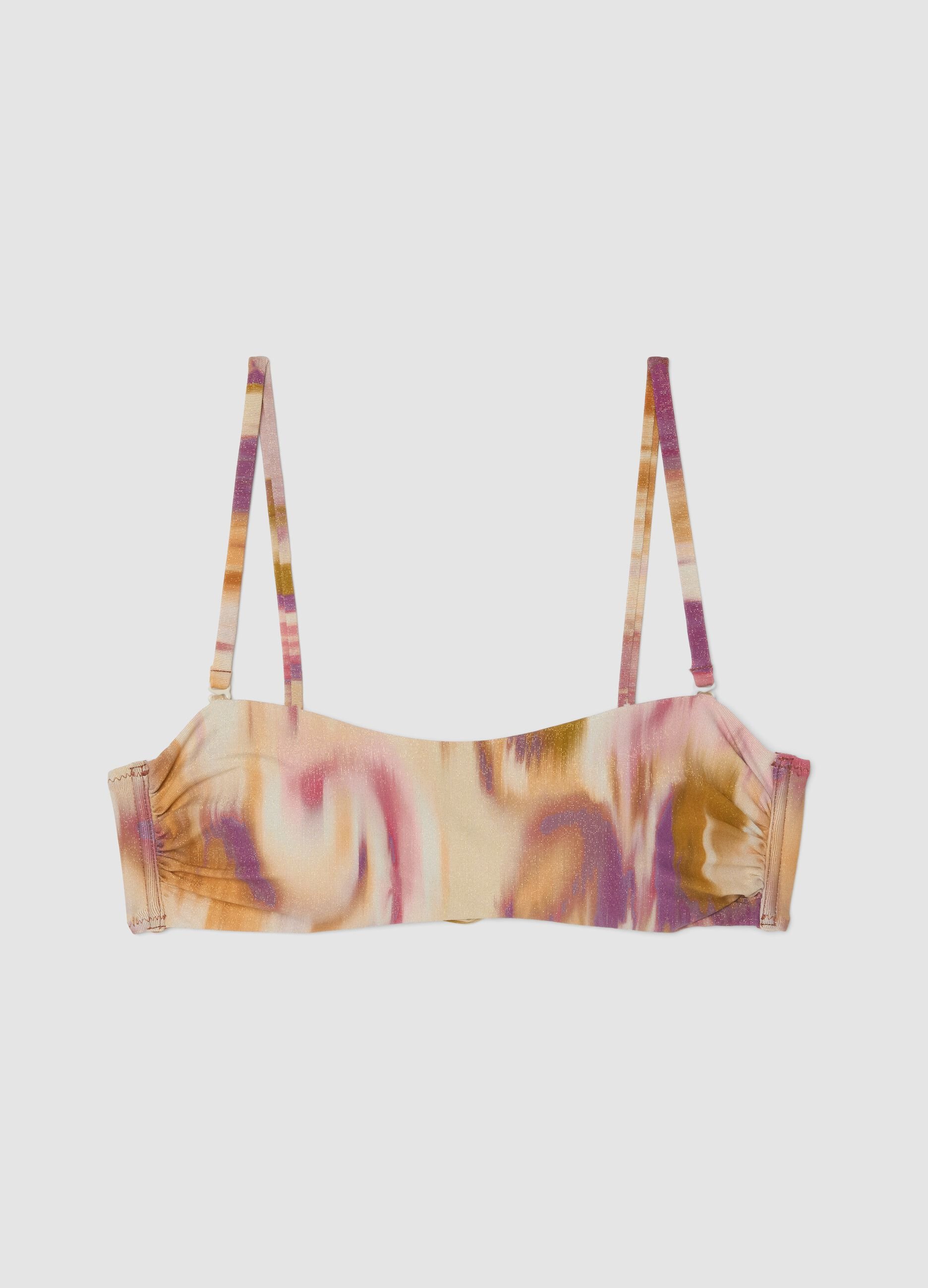 Multicolour stretch bandeau bikini top