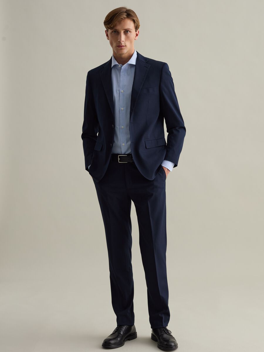 Blazer slim fit monopetto in twill stretch_1