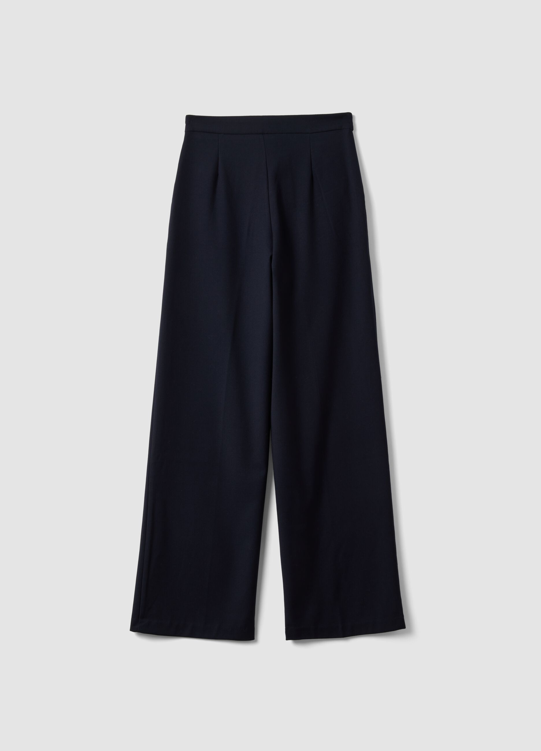 Blue stretch viscose straight-fit trousers