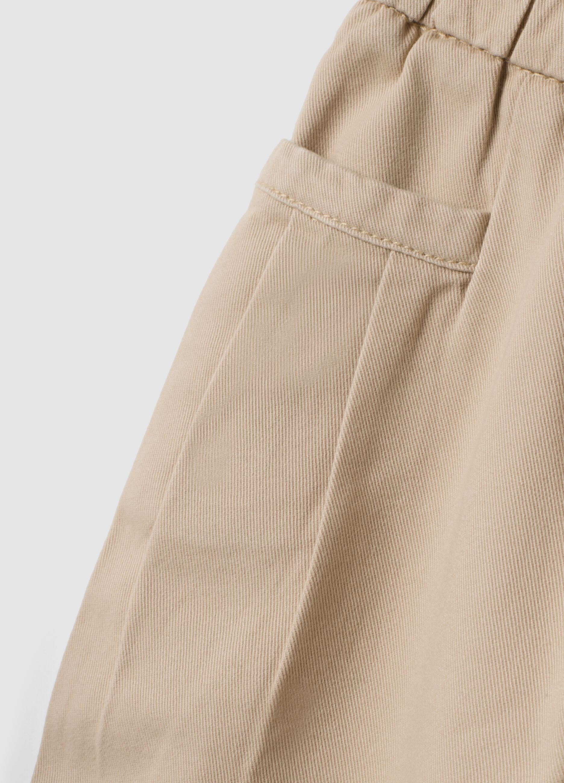 Pantaloni beige in puro cotone barrel fit