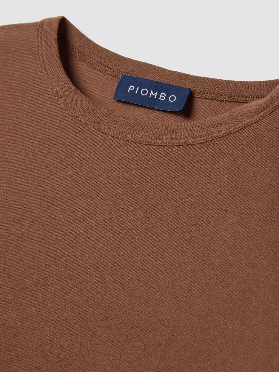 Brown crew-neck pure cotton jersey T-shirt_1