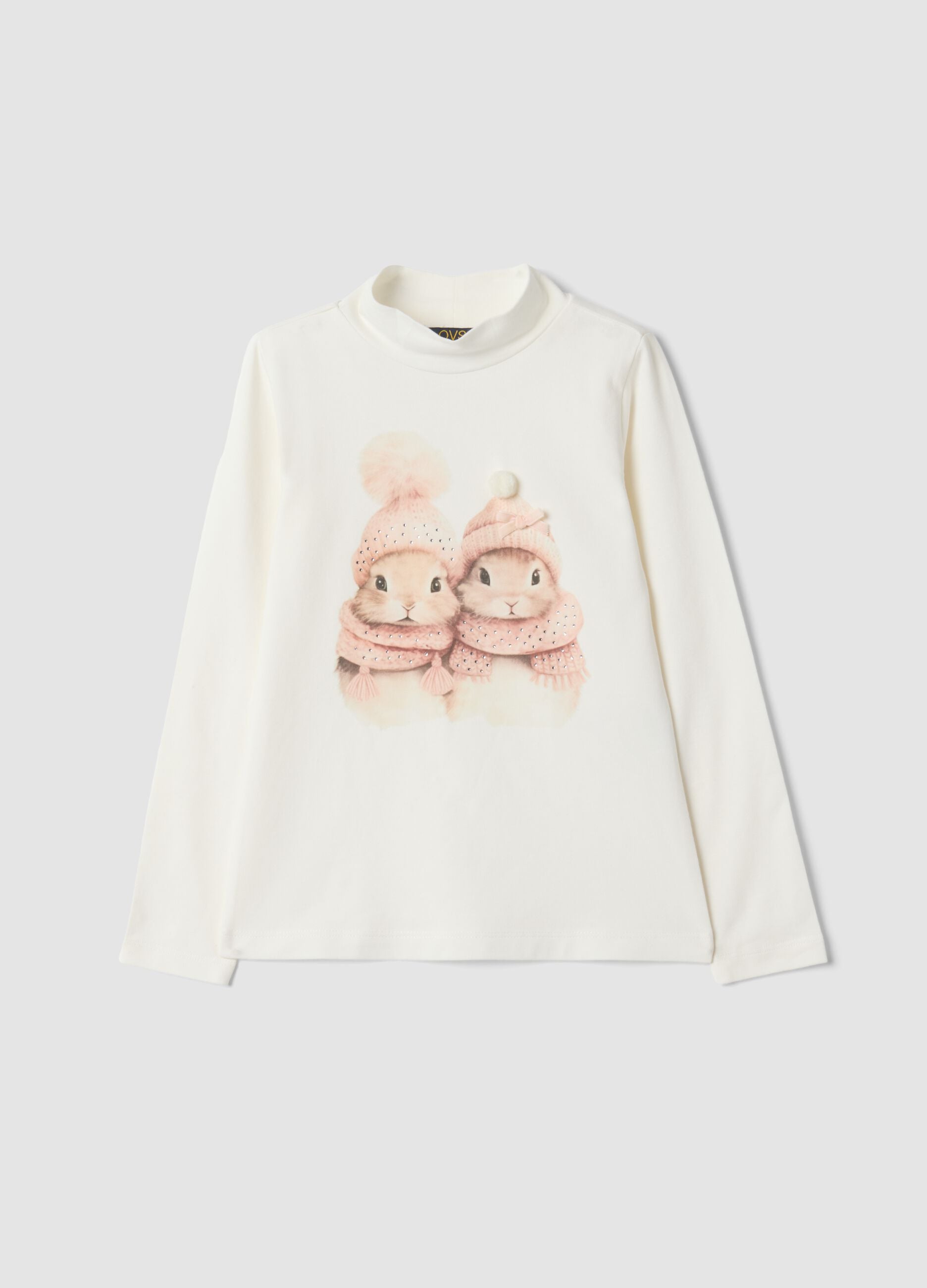 White stretch cotton crew-neck T-shirt