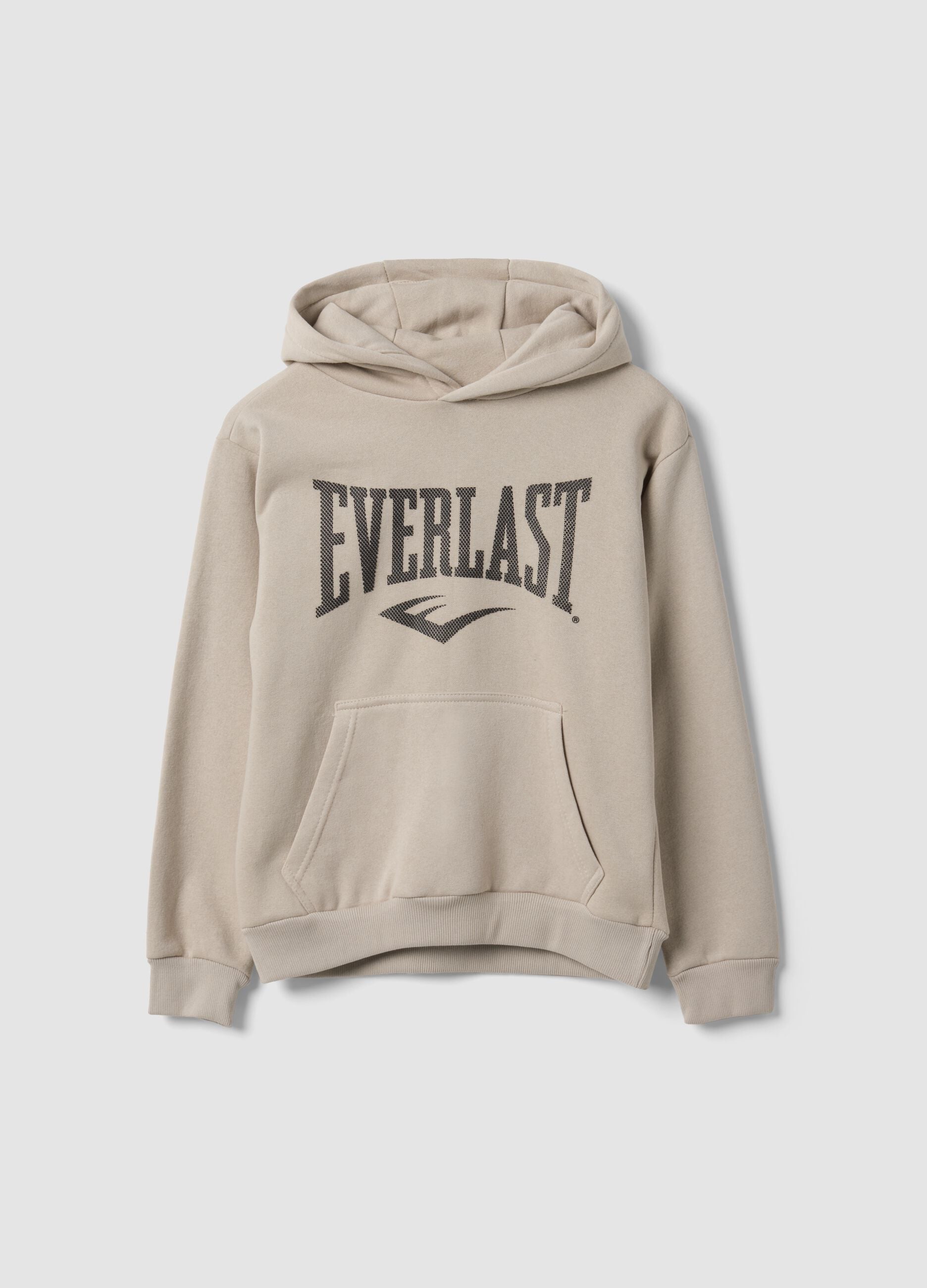 Beige cotton-blend hoodie with logo for boys