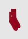 Red cotton stretch socks with Christmas embroidery_0