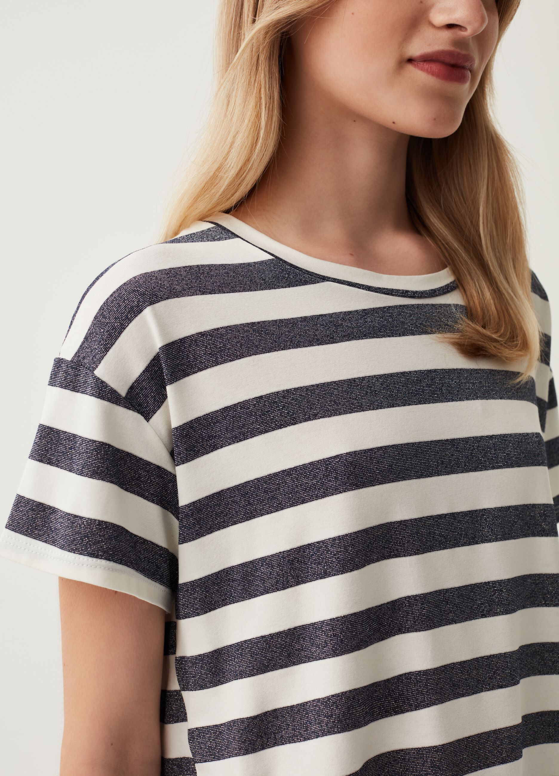 T-shirt a righe con lurex Hybrid_3