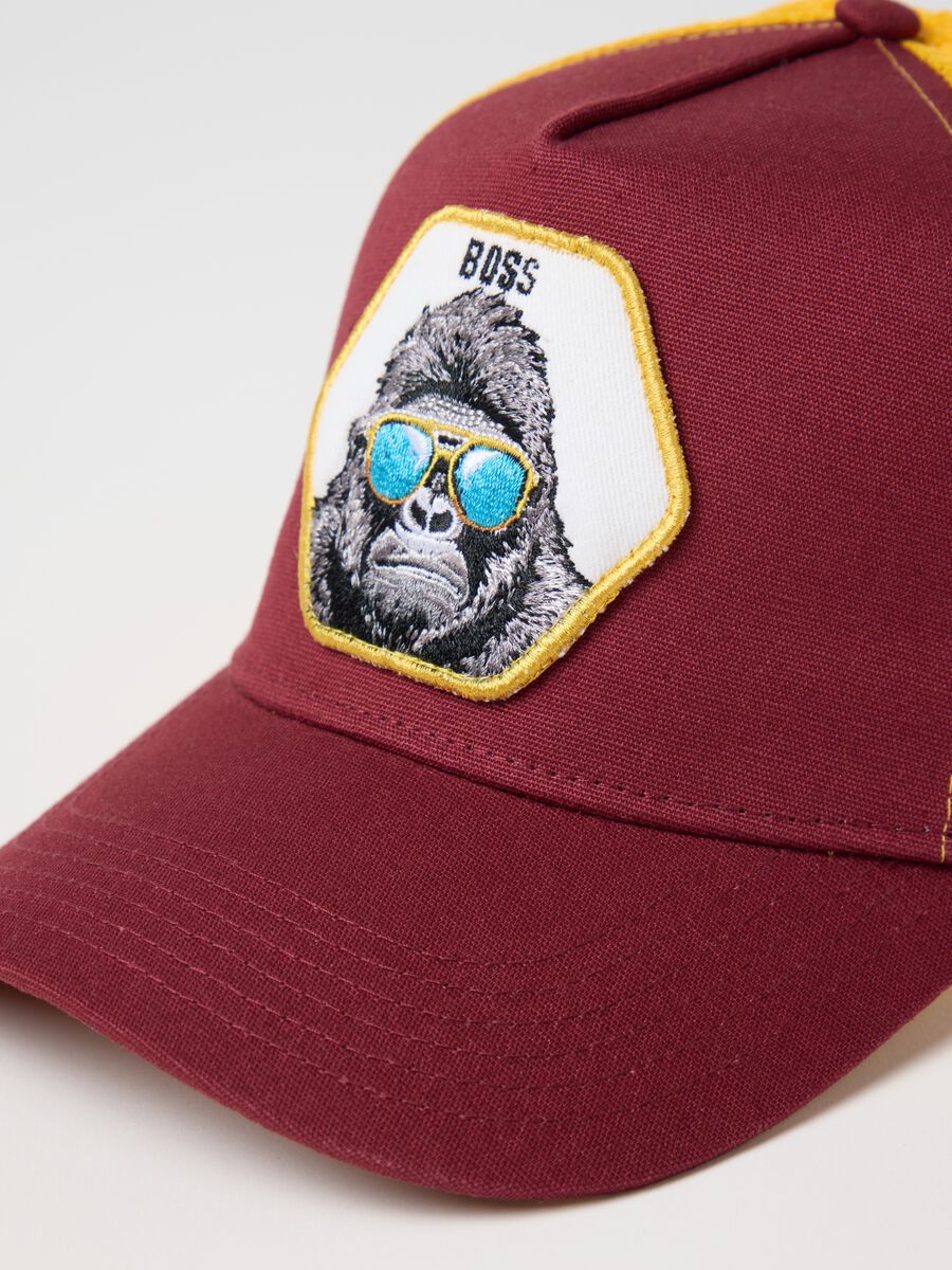 Maroon Baseball Cap with Yellow Mesh Back_1