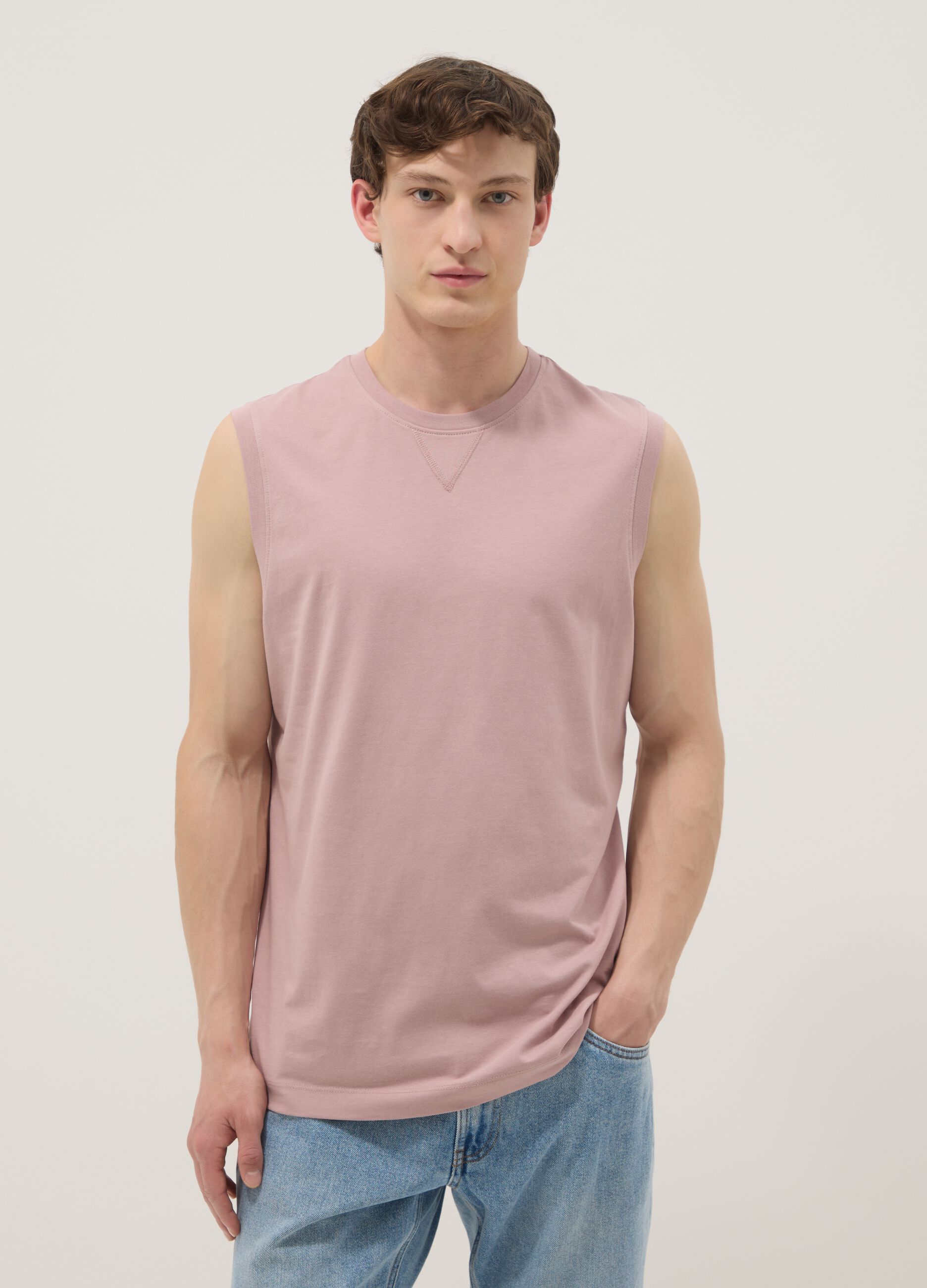 Pink pure cotton tank top