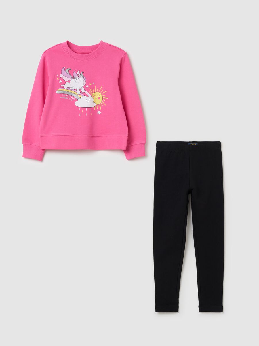 Cotton jogging set with unicorn print_0