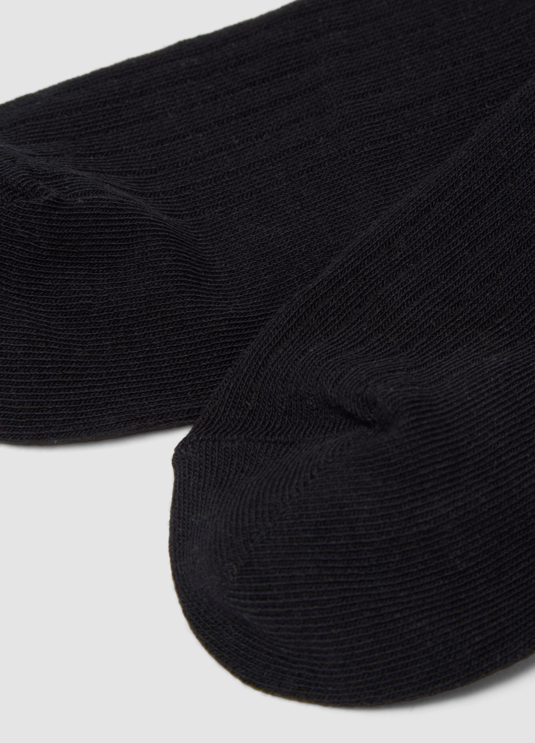 Black ribbed stretch-cotton socks