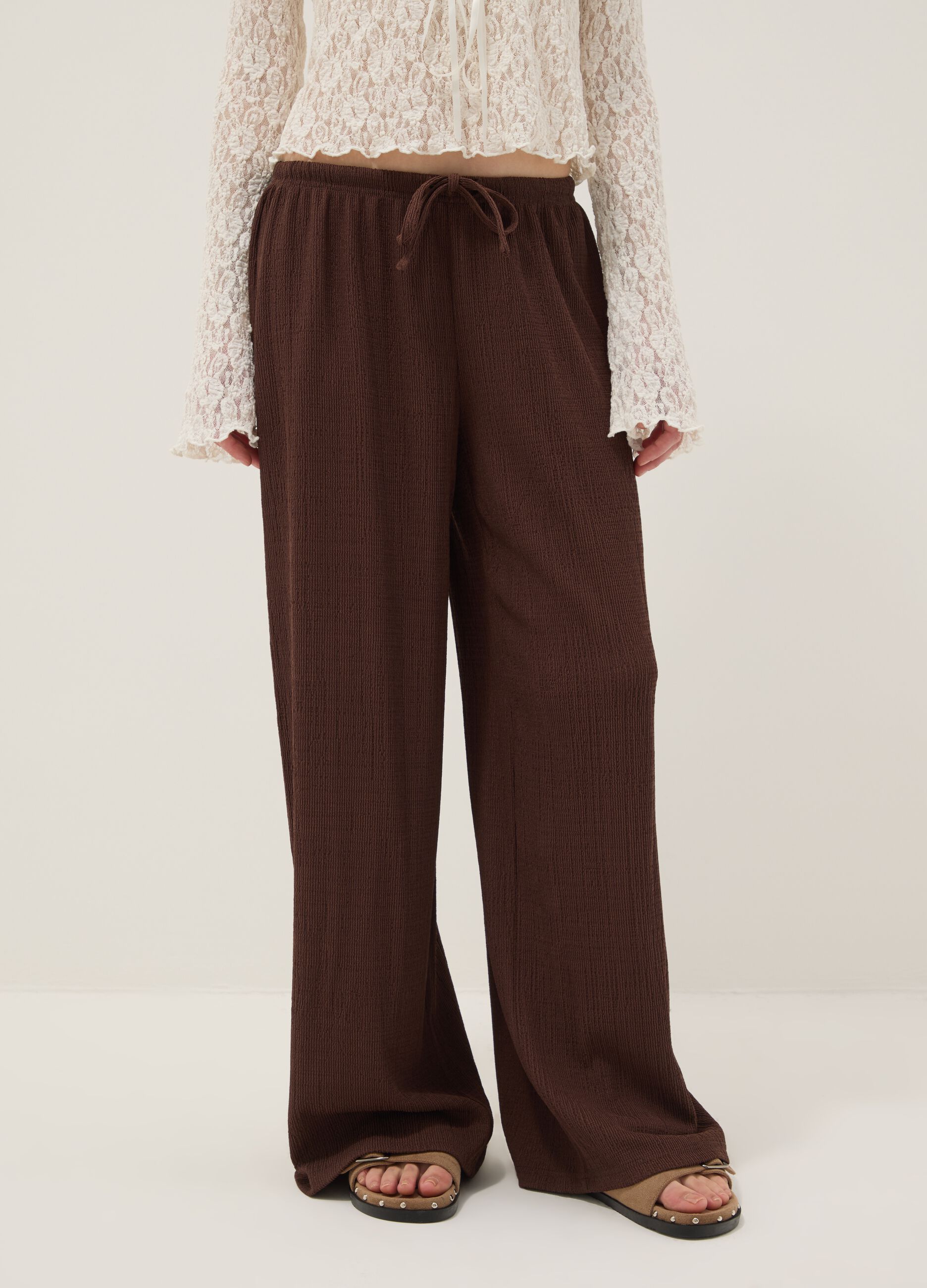 Pantaloni jogger marroni wide leg