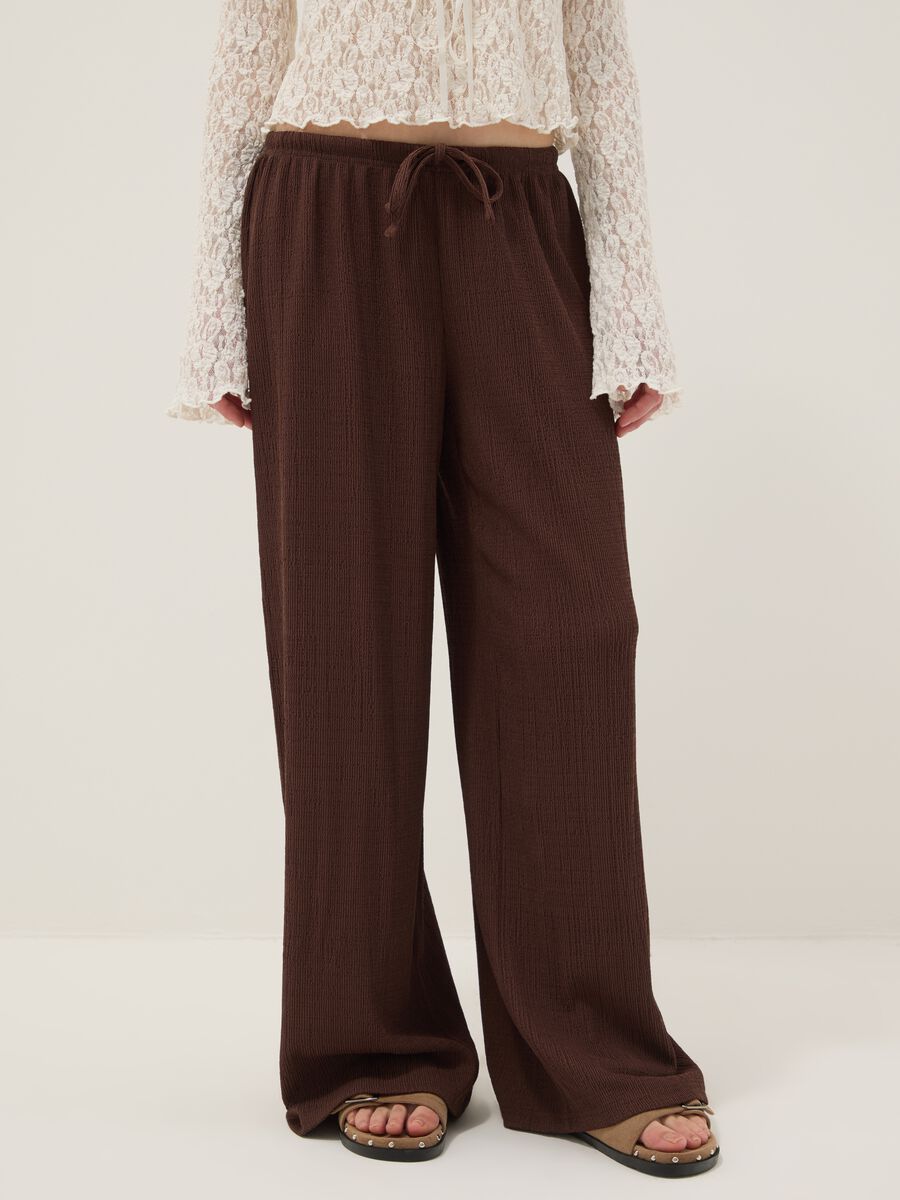 Pantaloni jogger marroni wide leg_1