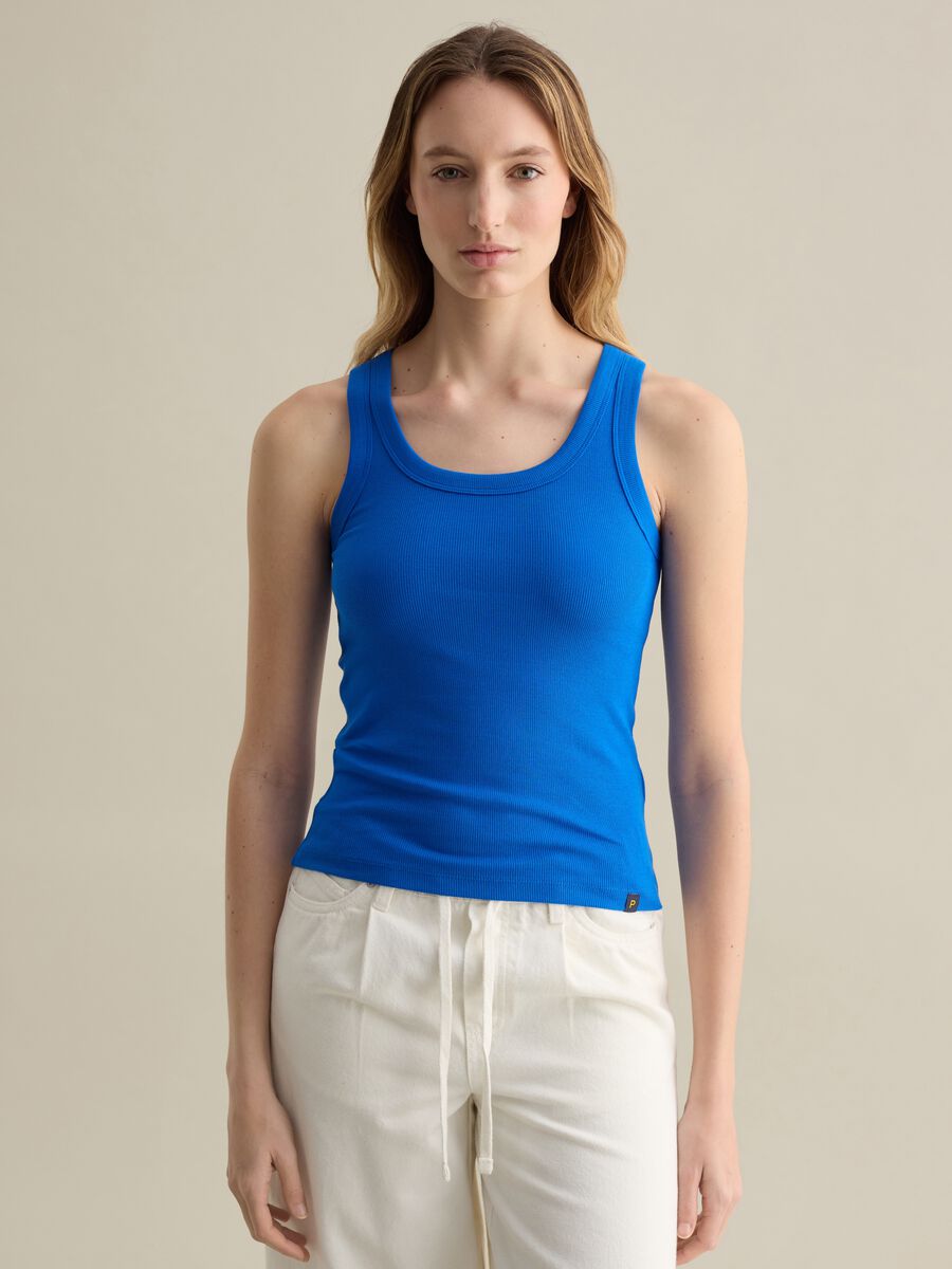 Royal blue ribbed tank top_0