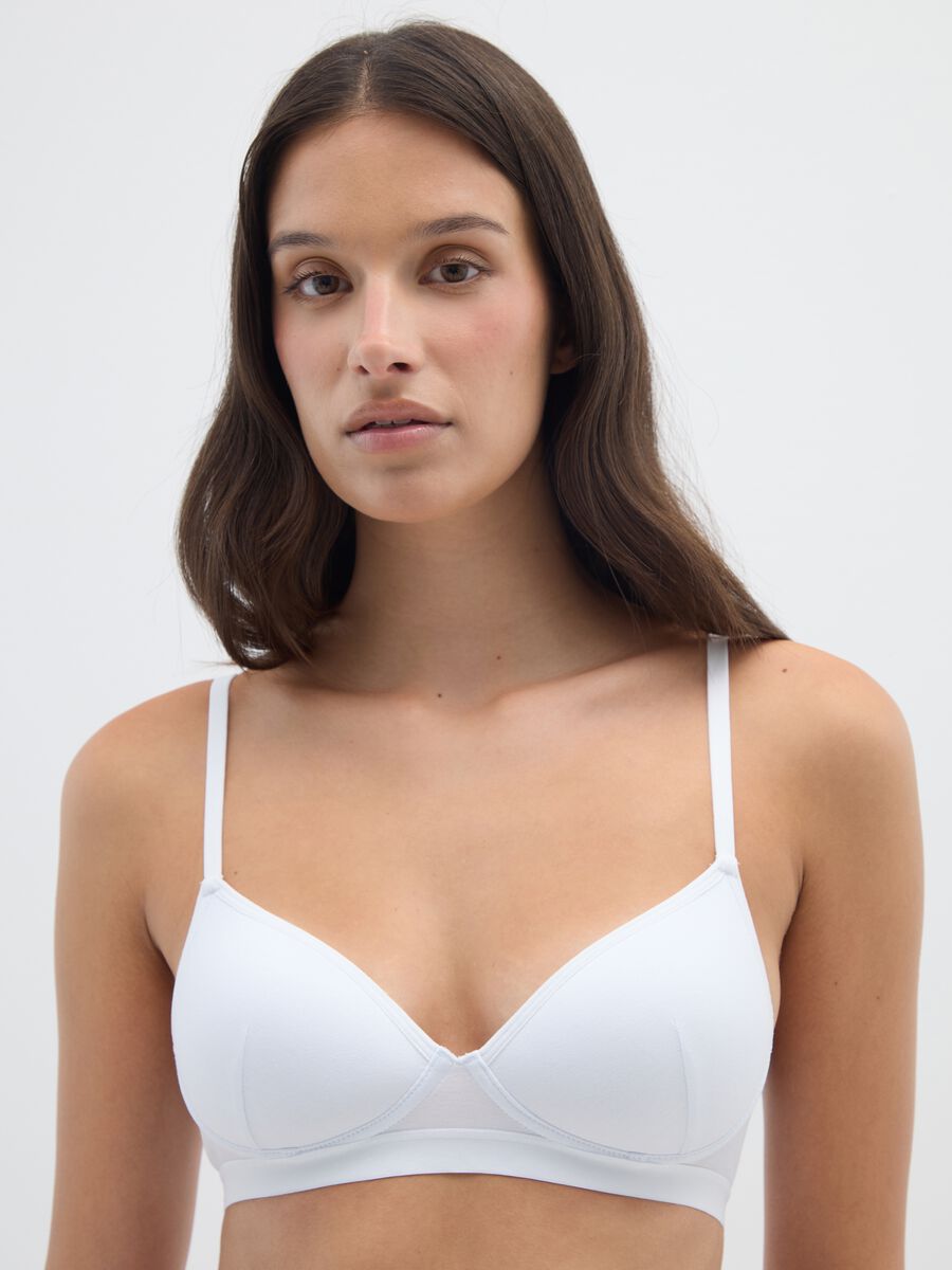 Women's White Stretch Cotton Bra_1