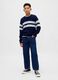 Blue Sweater with Stripes in Cotton_0