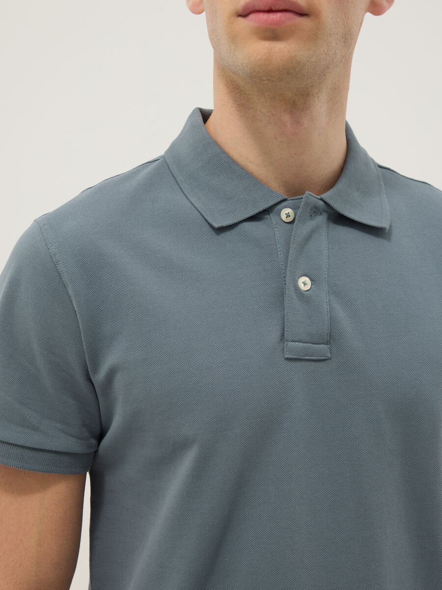 Polo in puro cotone grigio slim fit_3