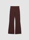 Brown Flared Stretch Cotton Trousers_5
