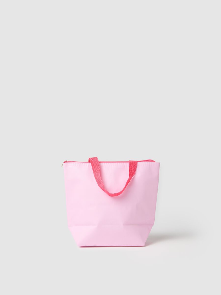 Women's pink paper bag with tropical print_1