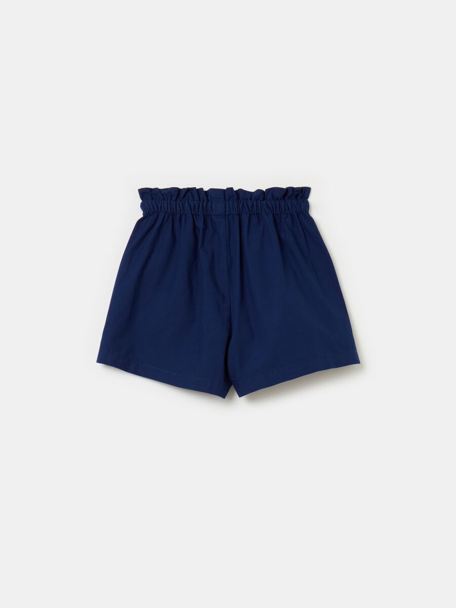 Cotton paper bag shorts with drawstring_1