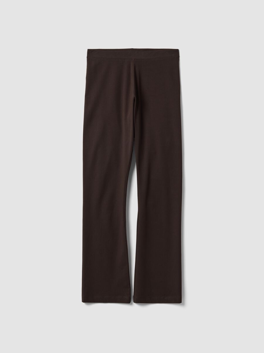 Leggings marroni flare in cotone elasticizzato_4