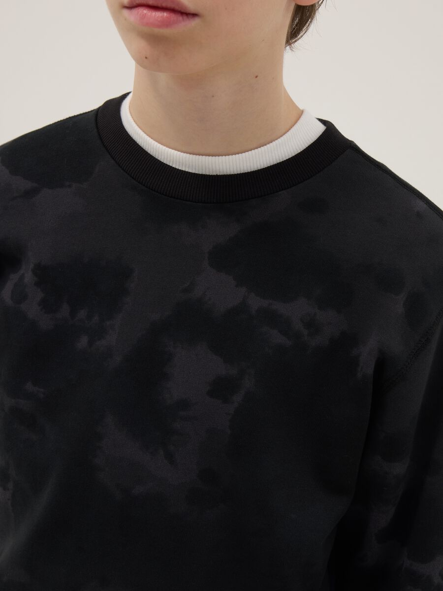 Black pure cotton boys' sweatshirt regular fit TieDye design_2