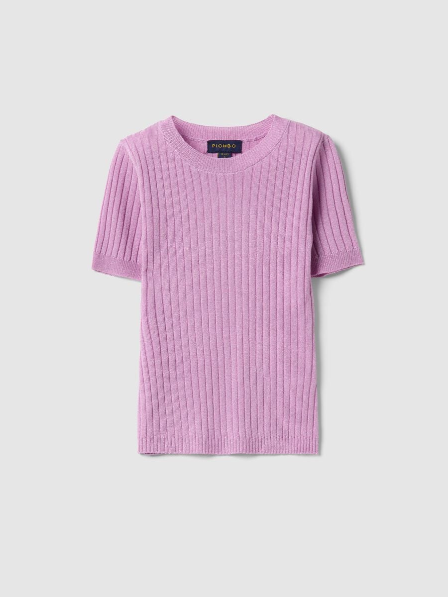 Maglia in misto viscosa viola a coste da bambina regular fit_3