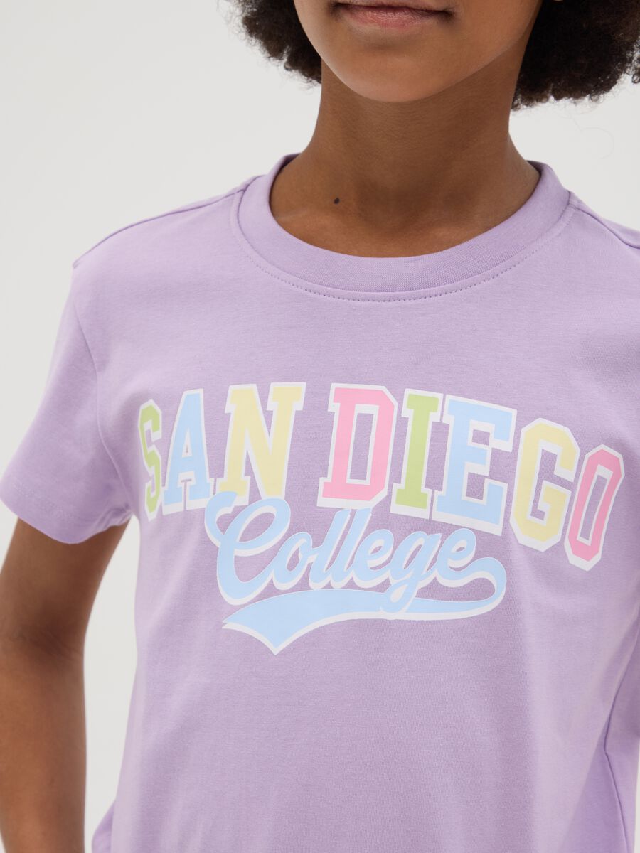 T-shirt da ragazza in puro cotone viola regular fit_2
