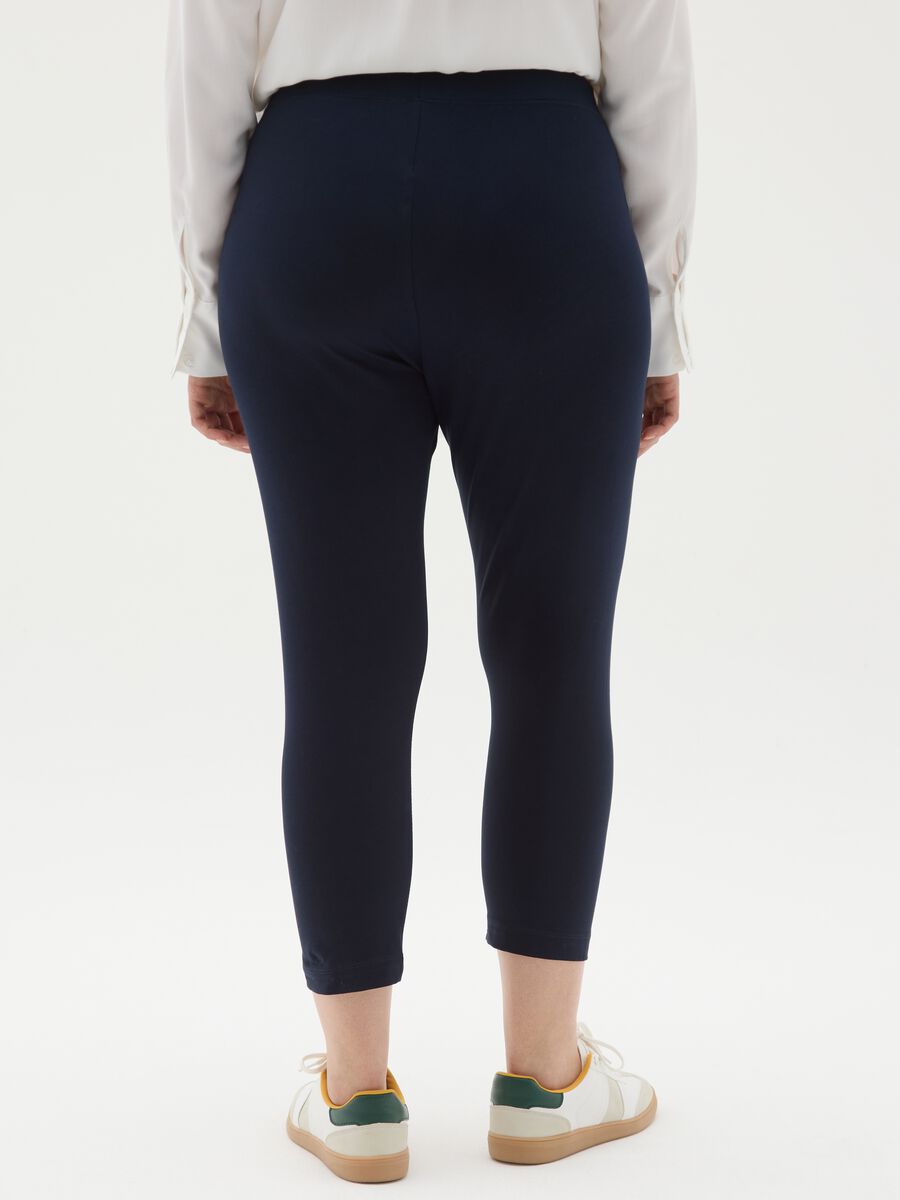 Women's Blue Cotton Skinny Fit Leggings_3