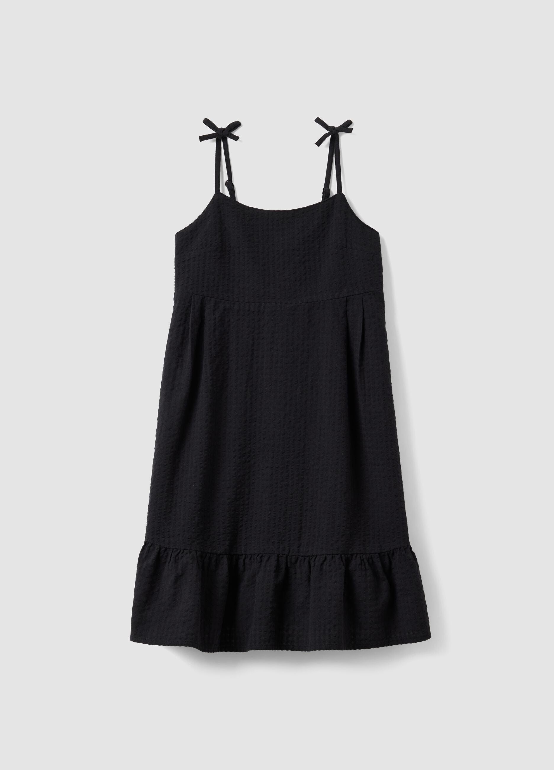 Black pure cotton dress with thin straps