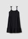 Black pure cotton dress with thin straps_0