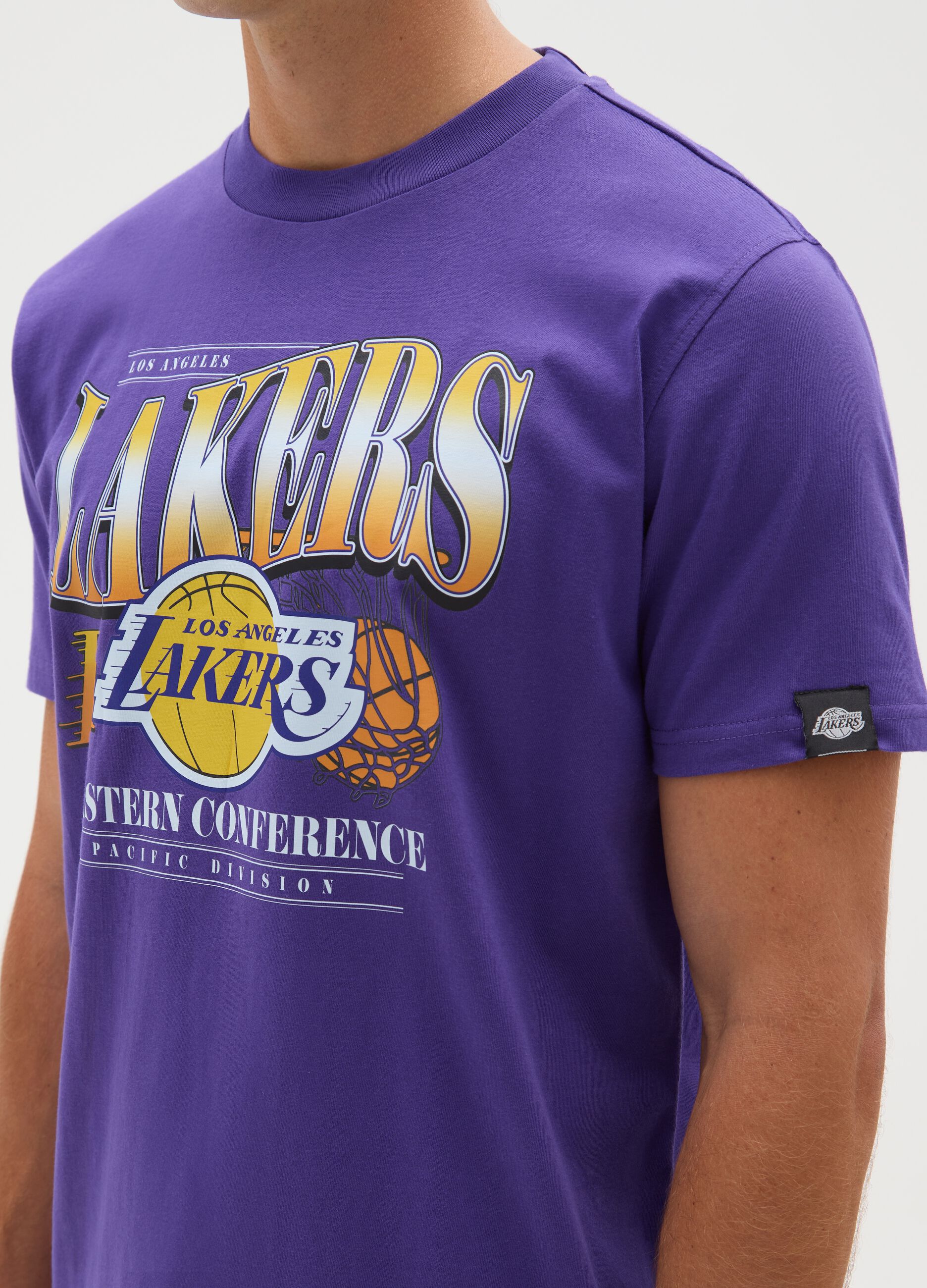 T-shirt in puro cotone viola con stampa Lakers