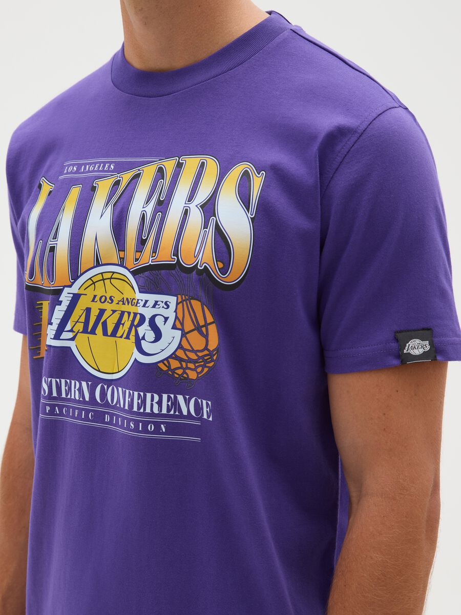 T-shirt in puro cotone viola con stampa Lakers_3