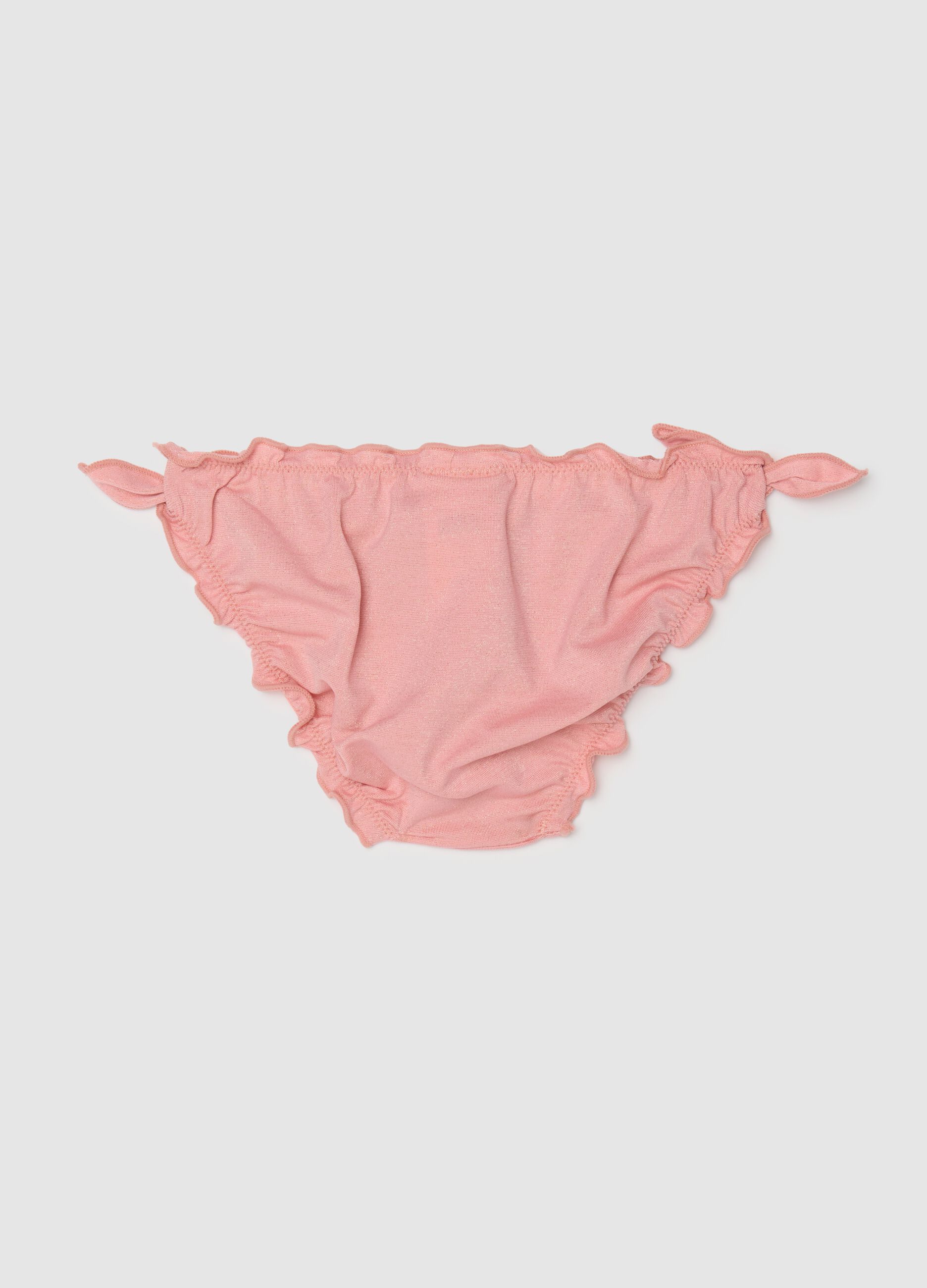 Girls' pink ruched bikini briefs in elastane blend