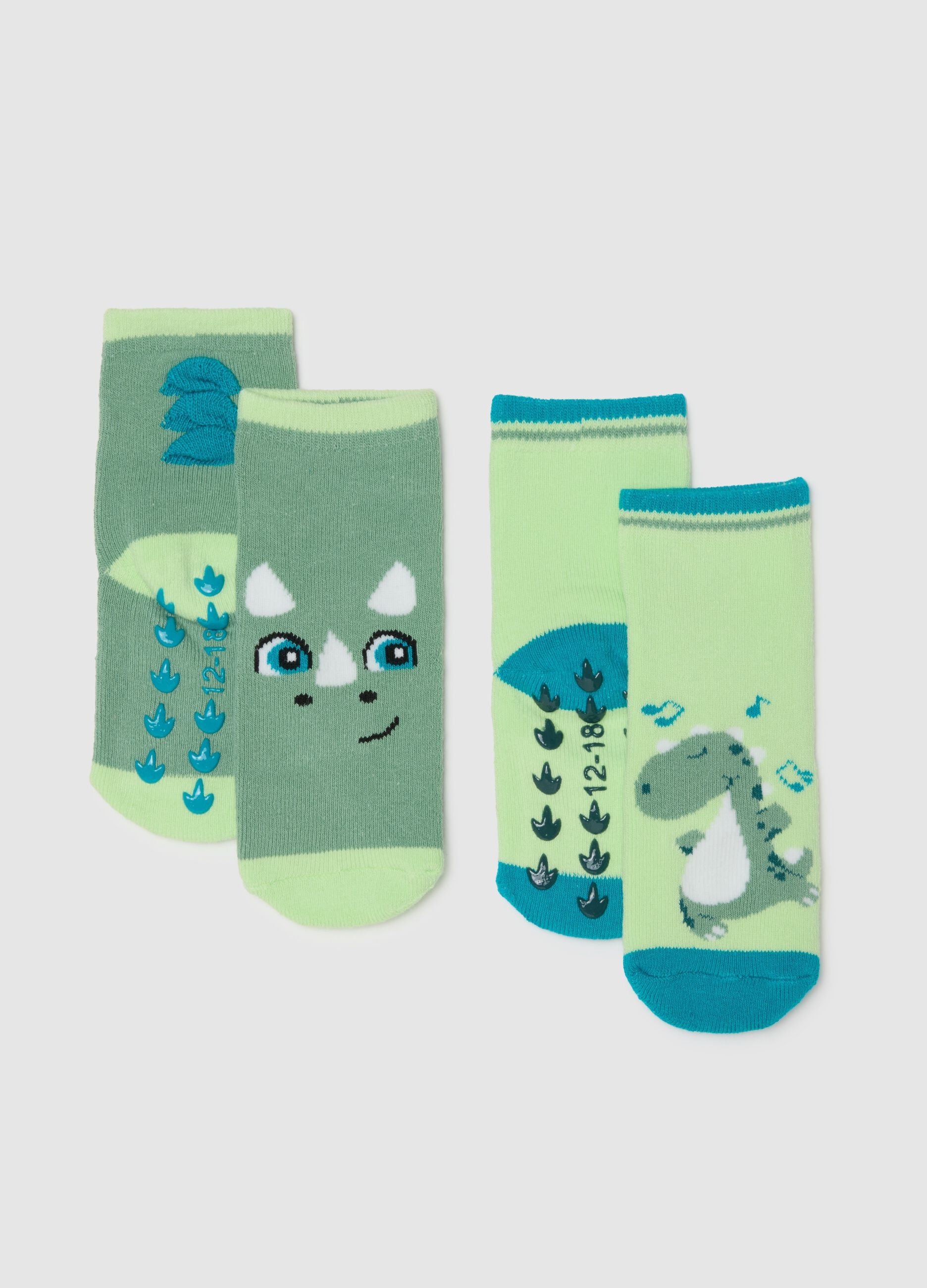 Double pack of multicolour newborn socks in cotton blend with designs