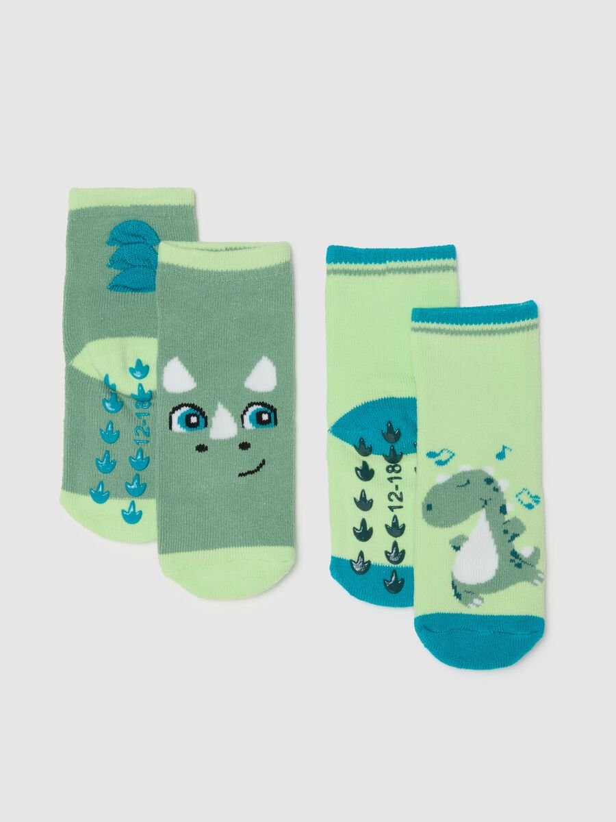 Double pack of multicolour newborn socks in cotton blend with designs_0