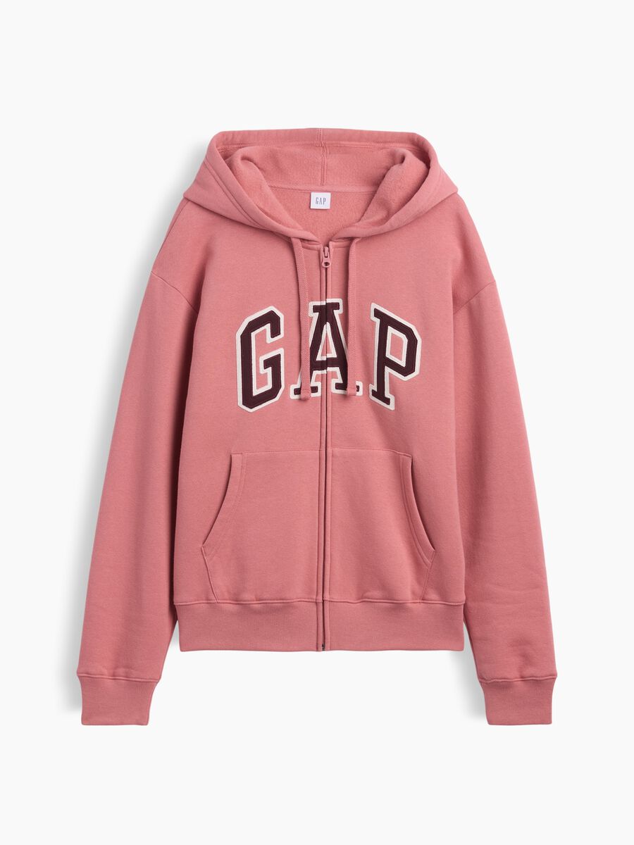 Felpa rosa con cappuccio in misto cotone e logo GAP_3