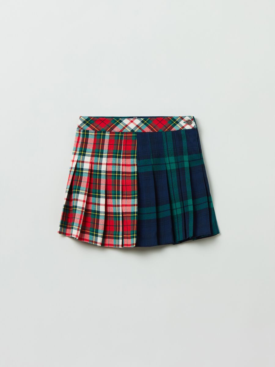 Minigonna tartan a pieghe _3