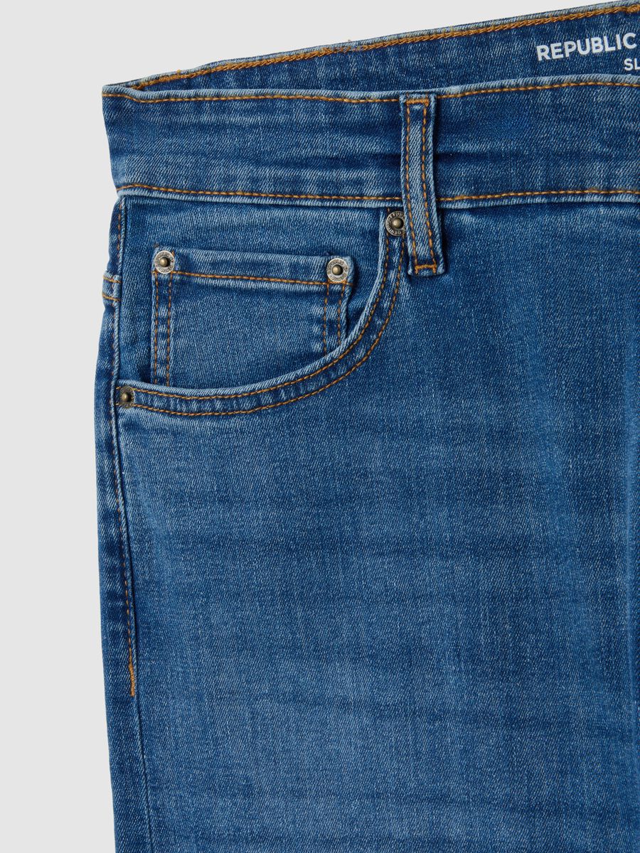 Slim fit blue denim jeans in stretch cotton_1