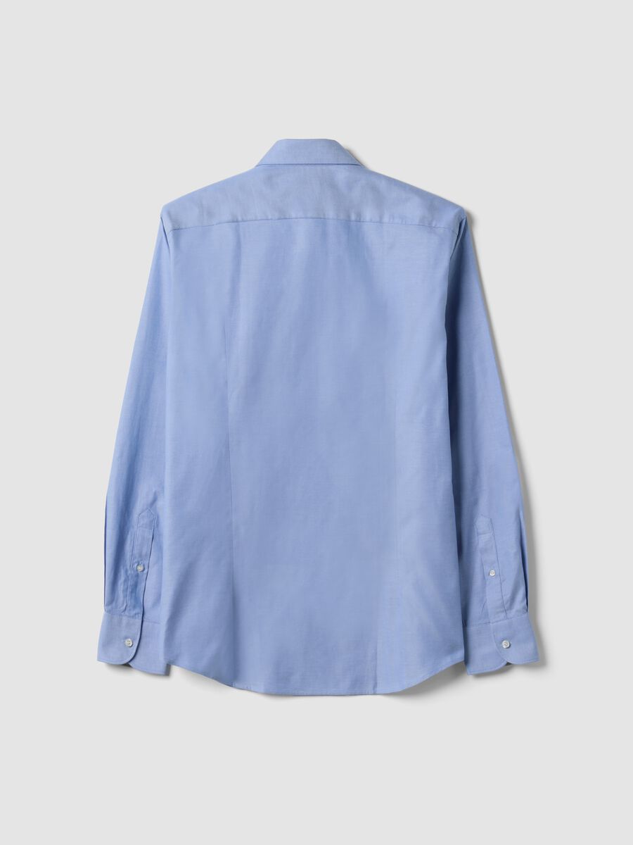 Camicia oxford azzurra in puro cotone doppio ritorto slim fit_2