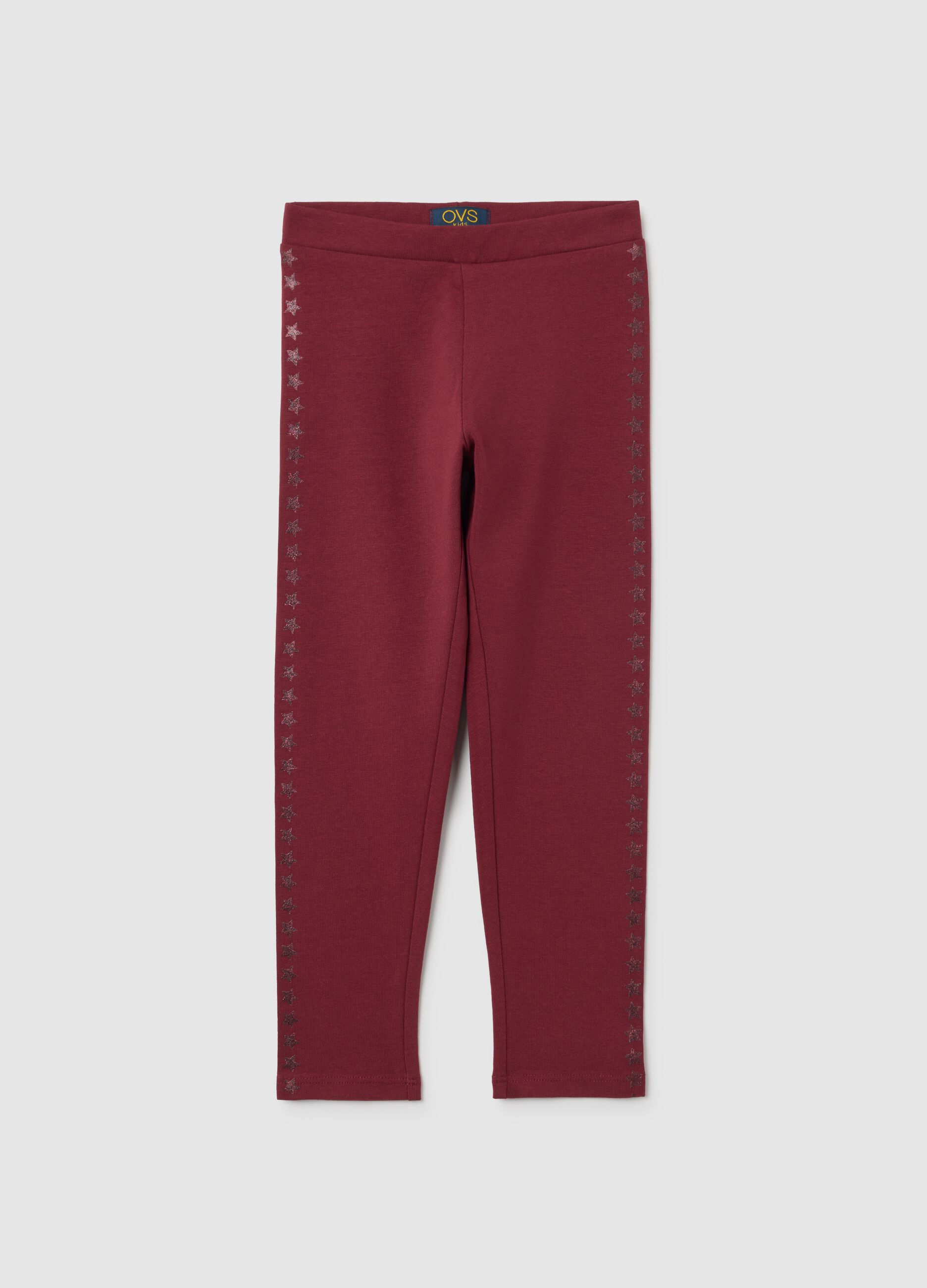 Leggings da bambina in cotone elasticizzato rossi