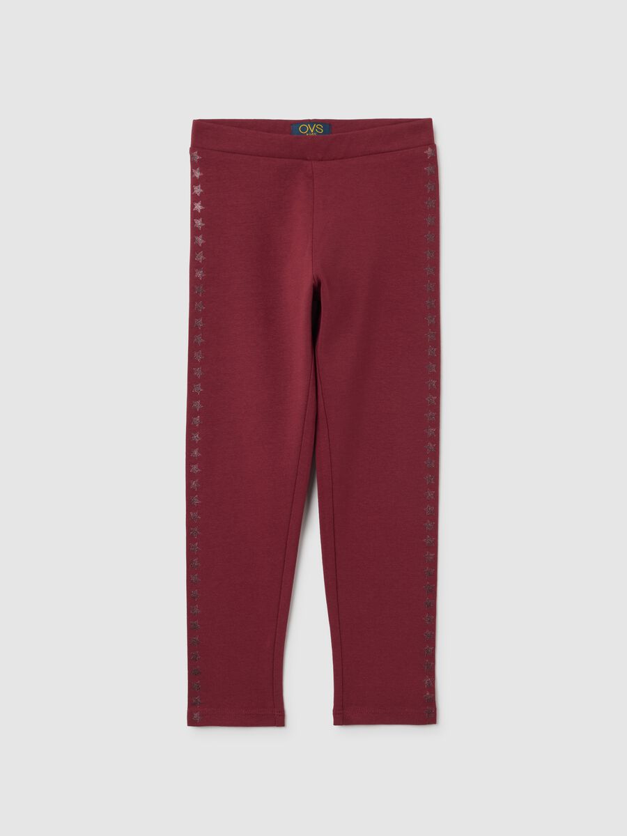 Leggings da bambina in cotone elasticizzato rossi_0