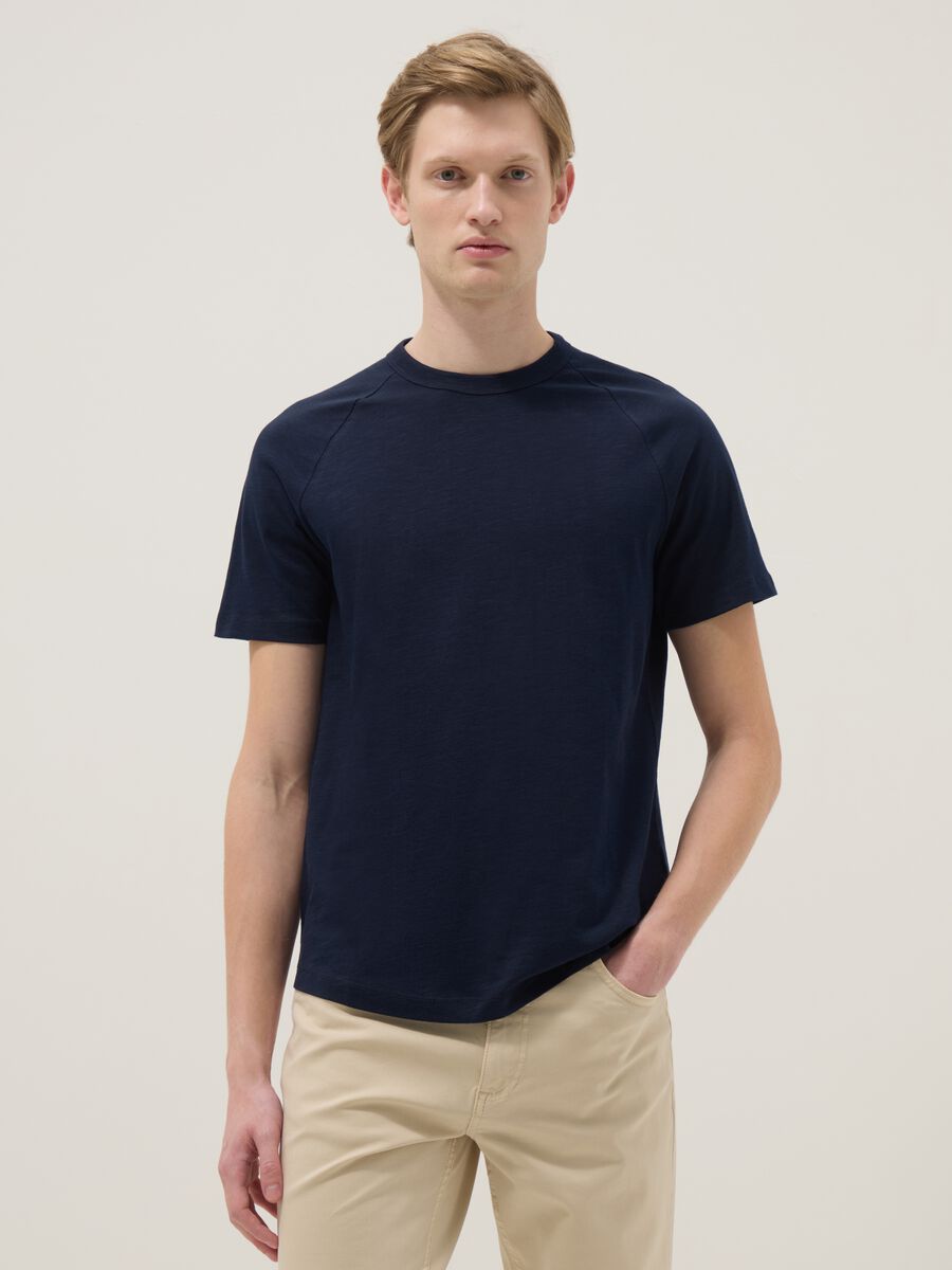 Regular fit blue pure cotton T-shirt_3