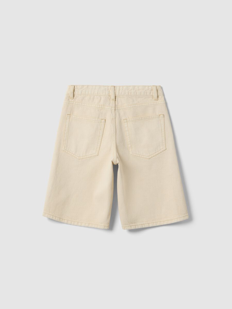 Shorts baggy in puro cotone beige da ragazzo_4