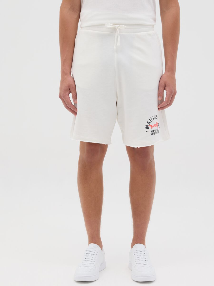 White Relax Fit Cotton Bermuda Shorts by Ovs_1