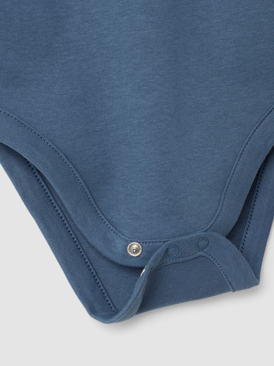 Pack of 2 blue organic cotton crew-neck baby bodysuits with puppy print_2