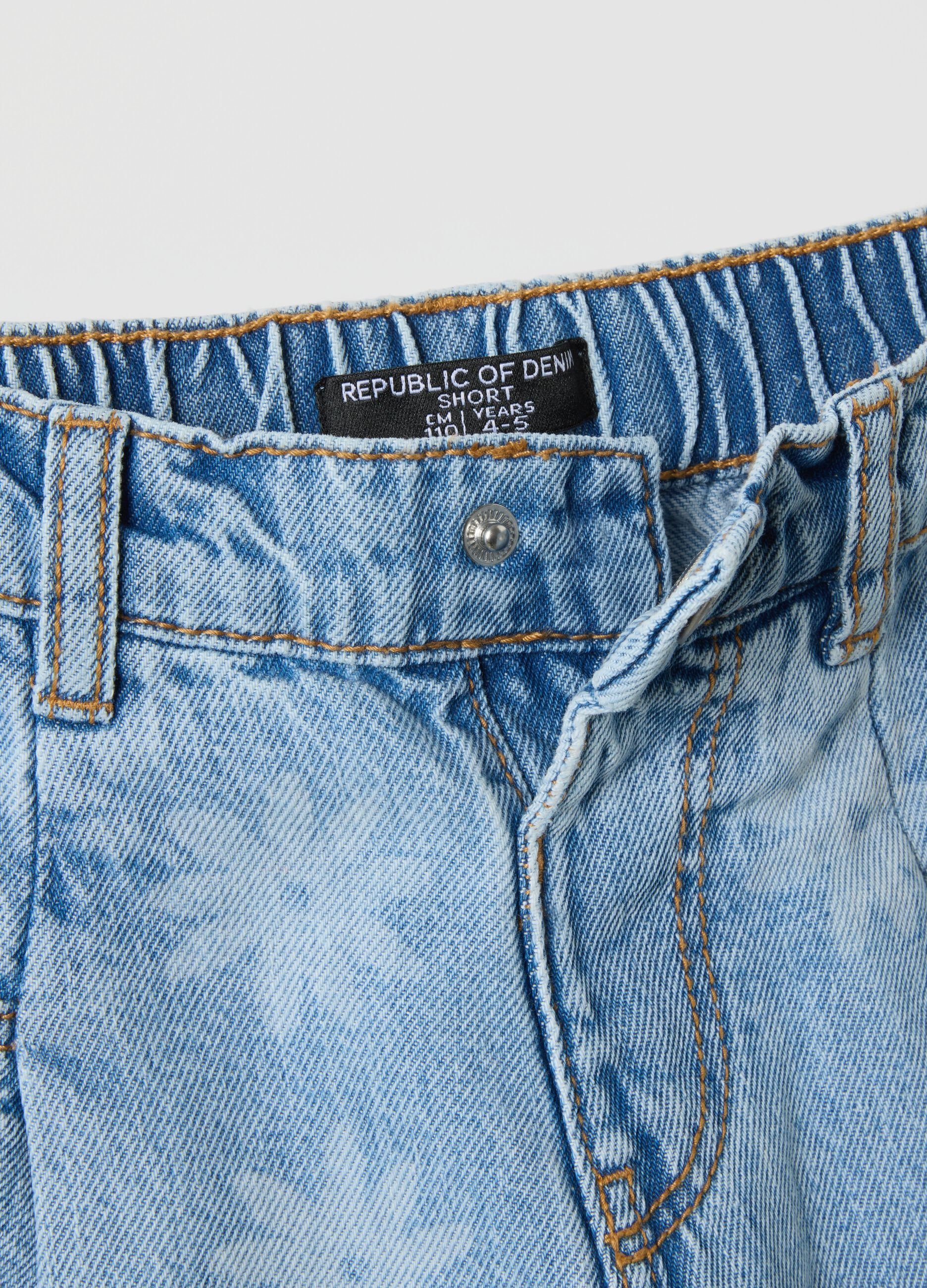 Light blue pure cotton denim shorts