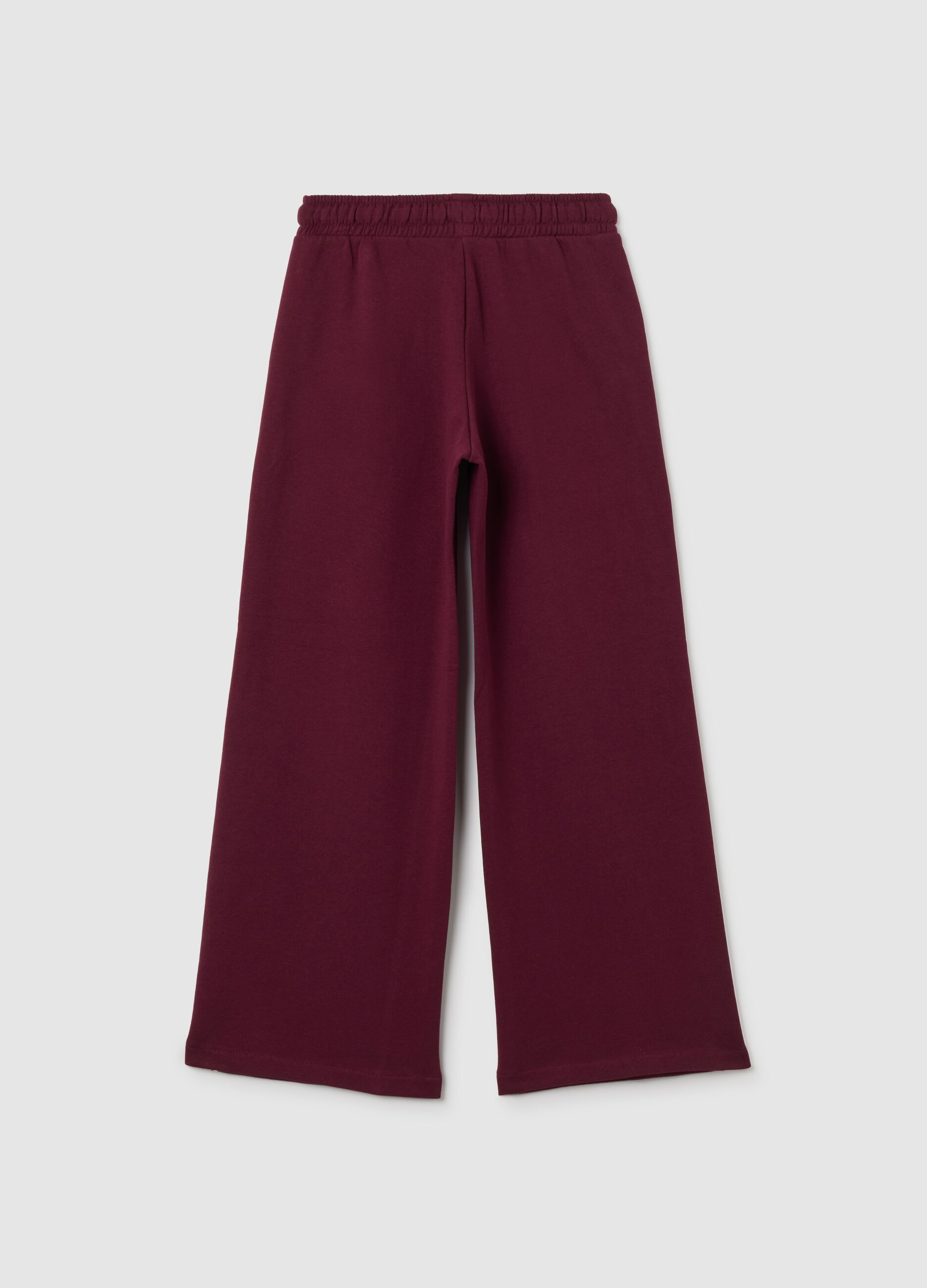 Girls' pure cotton red wide-leg striped trousers