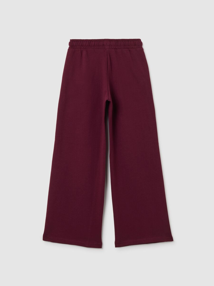 Girls' pure cotton red wide-leg striped trousers_4