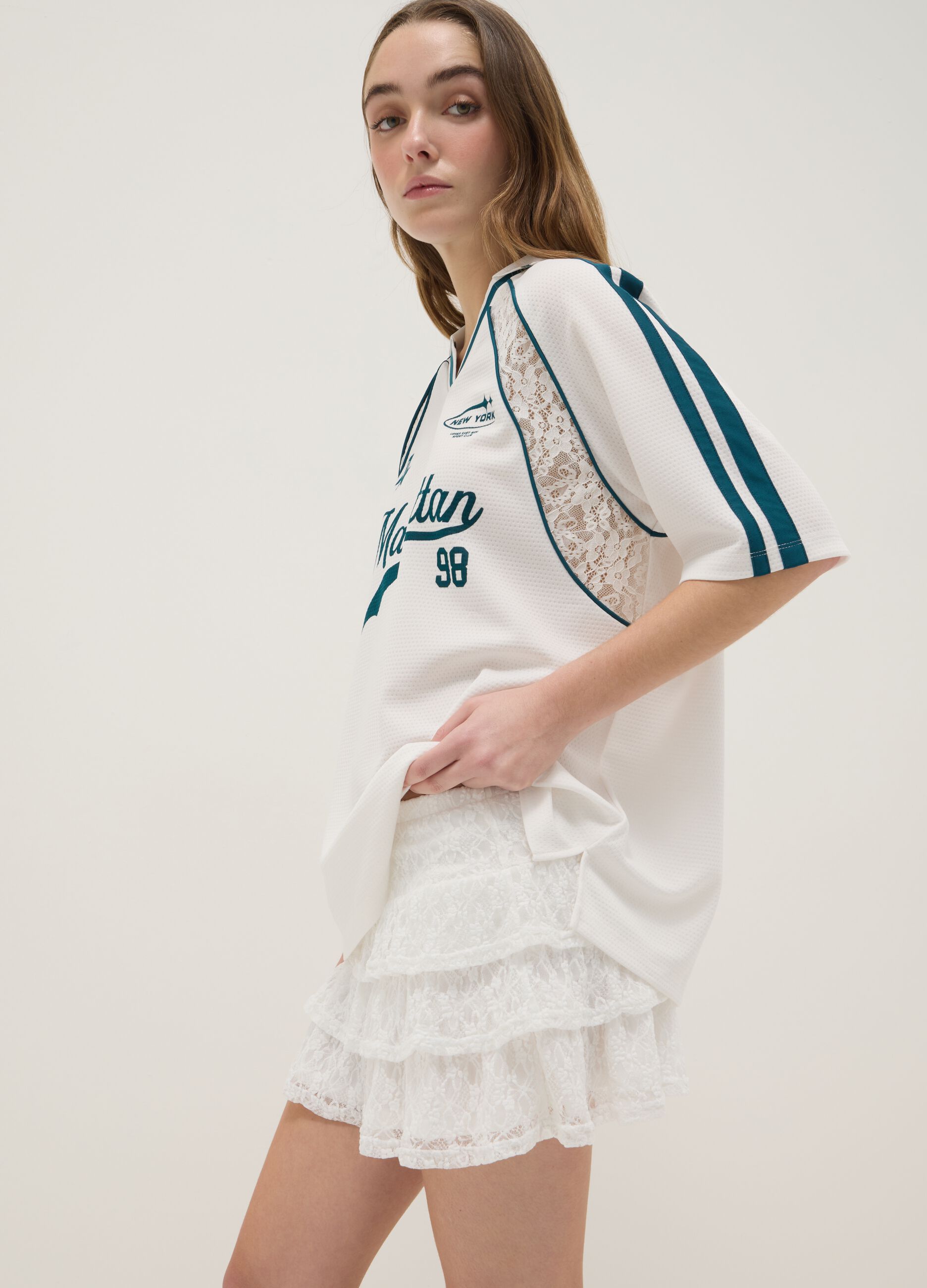 Minigonna in pizzo bianco regular fit